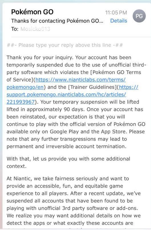 Niantic Confirmed Lock Ban Will Be Lifted After 90 Days