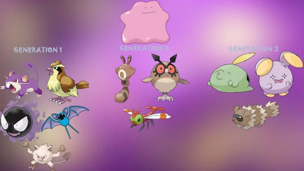 Which Pokemon can Be Ditto in the Wild, All Confirmed Generation 1, 2