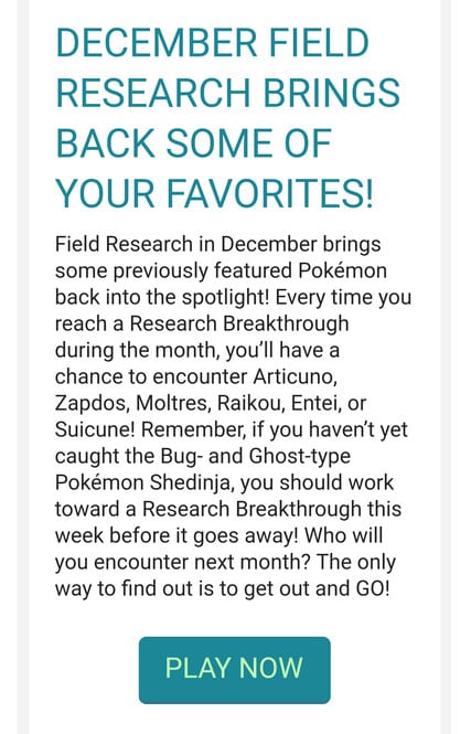 research tasks pokemon go december