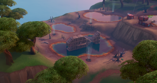 fortnite fortbyte 17 found inside a wooden fish building - between 4 hot springs fortnite